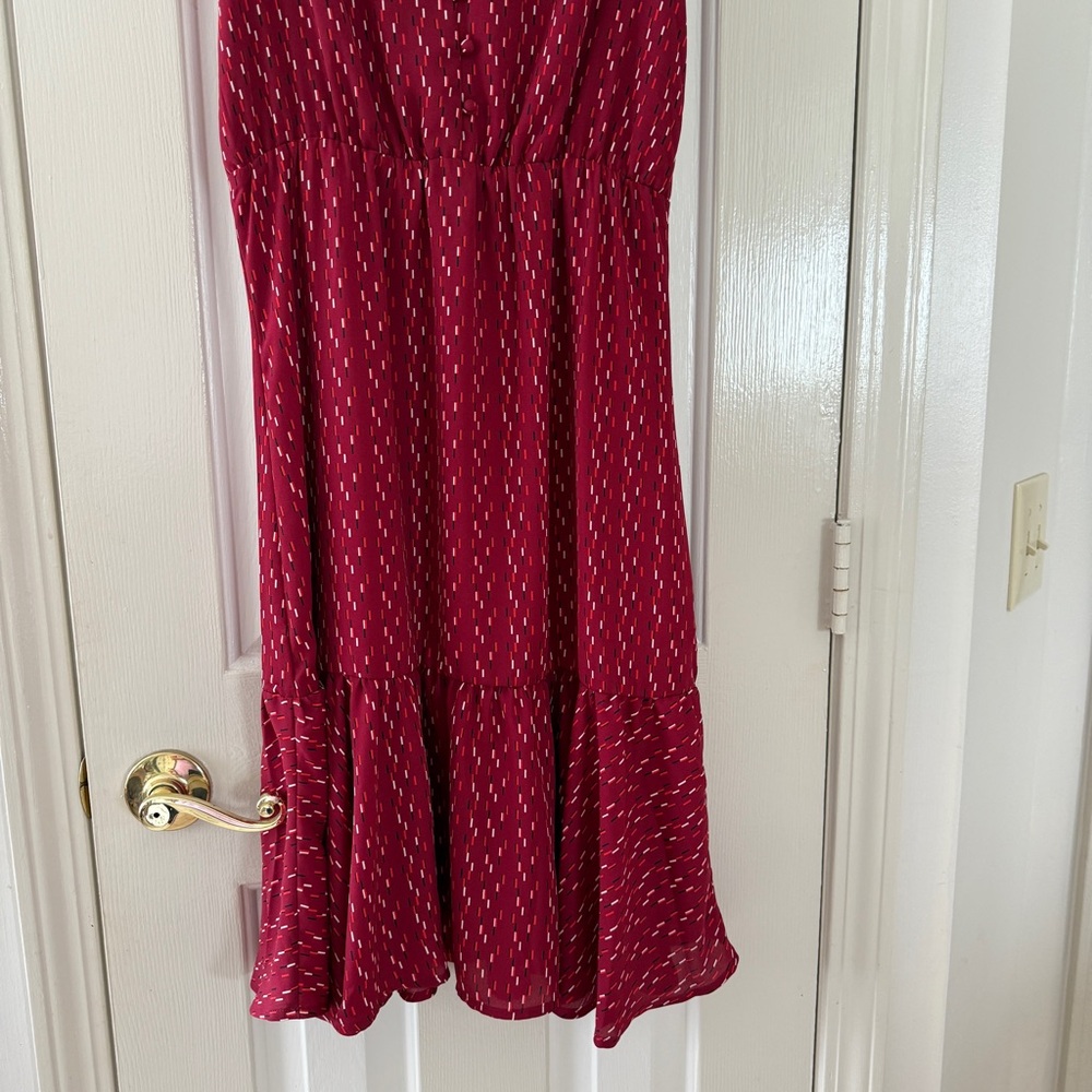 Banana Republic Red Patterned Midi Dress - Picture 3 of 10
